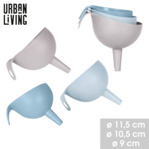 Plastikiniai piltuvėliai skysčiams „Urban Living“, 3 dydžių rinkinys