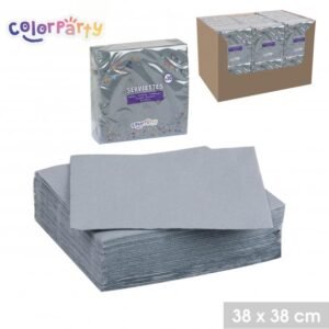 Color Party pilkos servetėlės 38 × 38 cm, vienkartinės popierinės servetėlės stalui