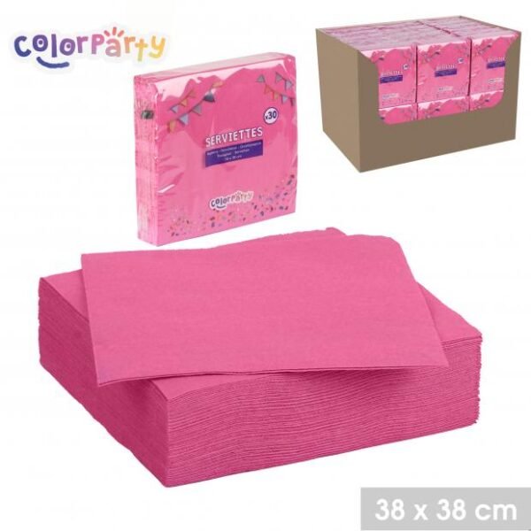 Color Party rožinės servetėlės 38×38 cm, 30 vienetų