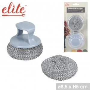 Elite metalinė kempinėlė su laikikliu – 2 vnt. pakuotė, 8,5 x 5 cm