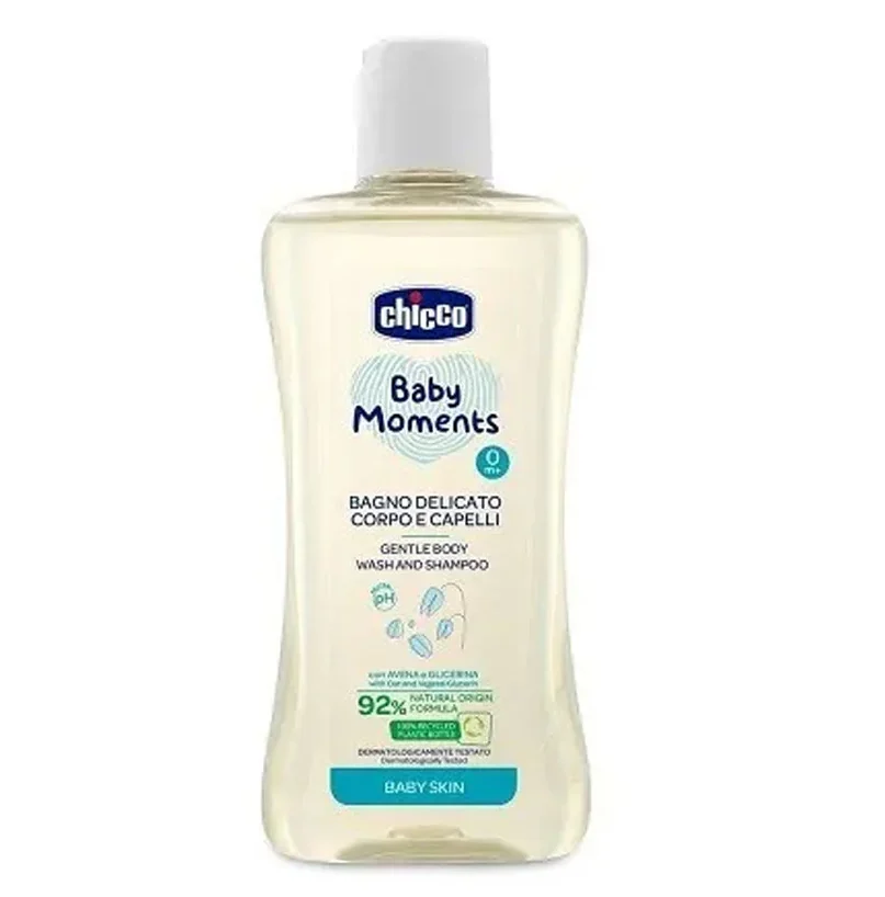 Chicco Baby Moments švelnus kūno ir plaukų prausiklis 300 ml