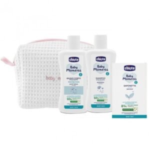 Chicco Baby Moments dovanų rinkinys kūdikiams su kosmetine