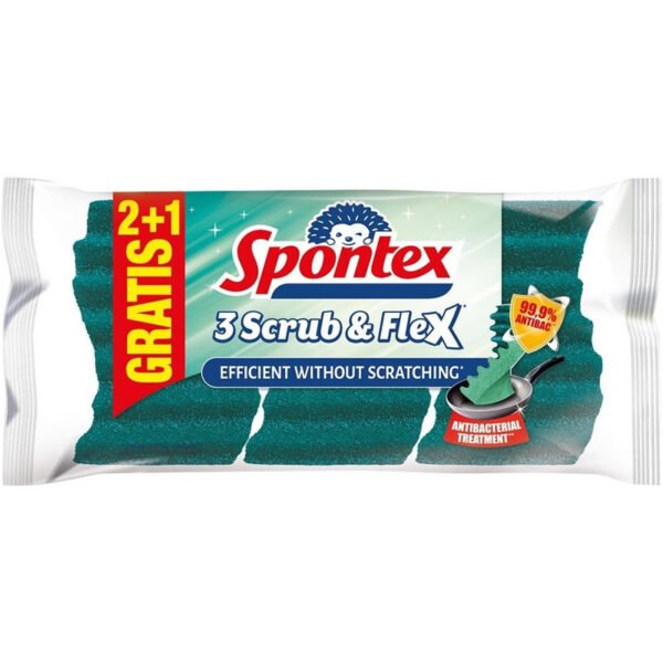Spontex 3 Scrub & Flex kempinėlės indams 2+1