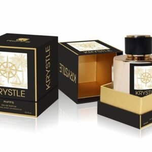 Riiffs Krystle kvepalai 100 ml auksiniame buteliuke su juodomis detalėmis ir prabangia dėžute