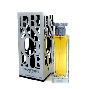 | Savybė | Reikšmė | | ------------- | ----------------------------- | | Pavadinimas | Francique 107.9 Eau de Parfum | | Tūris | 100 ml | | Tipas | Eau de Parfum (EDP) | | Lytis | Unisex | | Kvapo pobūdis | Gaivus, gėlių, rytietiškas | | Išliekamumas | Vidutinio ilgumo – ilgas | | Naudojimas | Dienai ir vakarui |