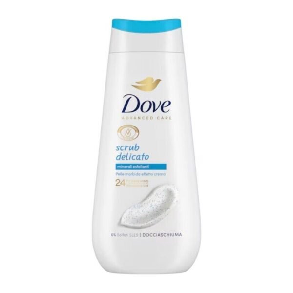 Dove Scrub Delicato dušo kremas su mineraliniais šveitikliais, 225 ml