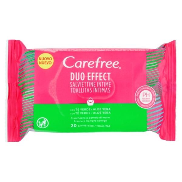 Carefree Duo Effect intymios servetėlės su alaviju ir žaliosios arbatos ekstraktu, 20 vnt.