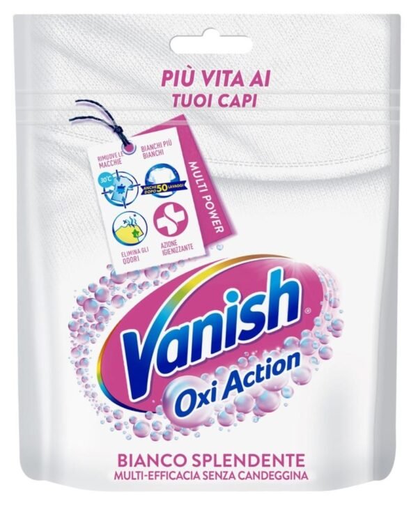Vanish Oxi Action Bianco Splendente baltumą išlaikantis skalbimo priedas