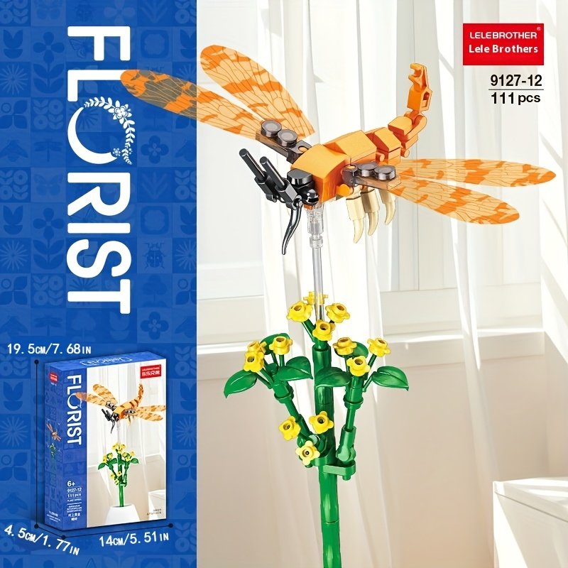 Zuanma konstruktorius ,,Dragonfly Sunflower" Laumžirgis ir saulėgrąžos