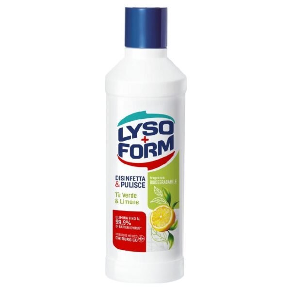 Lysoform grindų ir paviršių dezinfekcinis valiklis su žaliosios arbatos ir citrinos aromatu, 1100 ml