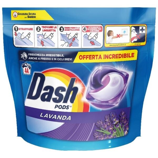 Skalbimo kapsulės Dash Ecodosi Lavender, 44 vnt.