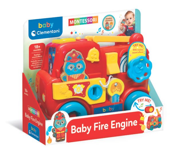 Clementoni baby lavinamasis žaislas – gaisrinė mašina MONTESSORI BABY FIRE ENGINE