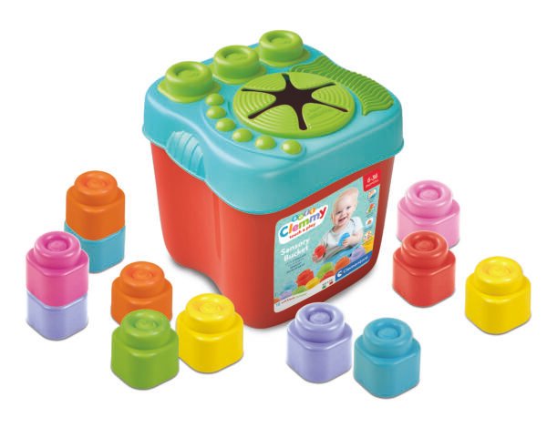 Clementoni baby lavinamasis žaislas – minkšti kaladėliai kibirėlyje SOFT CLEMMY SENSORY BUCKET