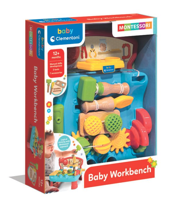 Clementoni baby lavinamasis žaislas – veiklos stalas MONTESSORI BABY WORKBENCH