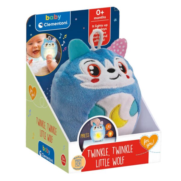 Clementoni „Twinkle Twinkle Little Wolf“ šviečiantis minkštas žaislas kūdikiams
