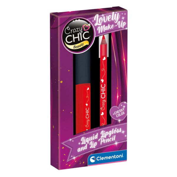 Clementoni Crazy Chic lūpų blizgis ir pieštukas vaikams Lovely Make-Up (raudonas)