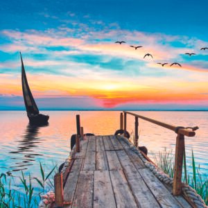 Clementoni Peace Puzzle dėlionė, 500 detalių (ežeras ir burlaivis)