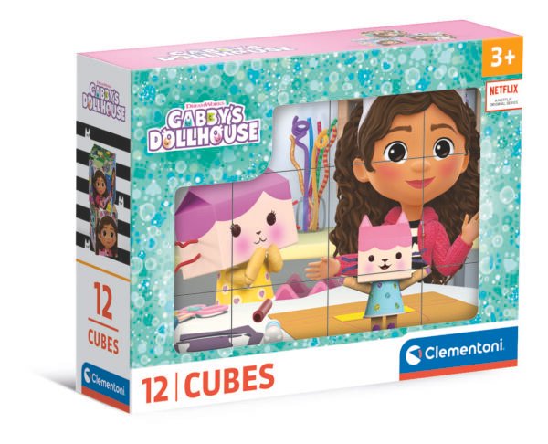 Clementoni Gabby’s Dollhouse kubelių dėlionė, 12 kubelių