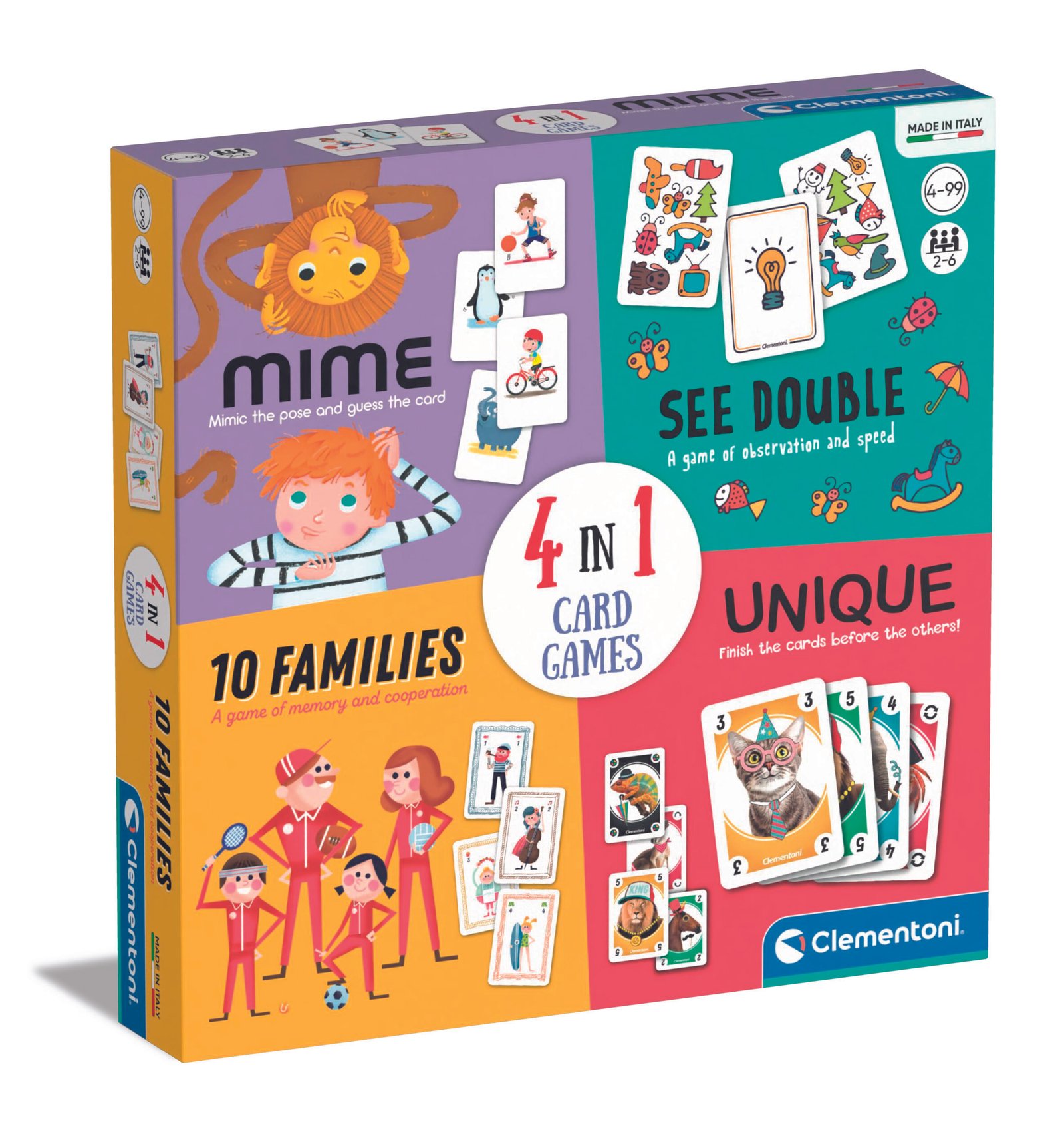 Clementoni 4 in 1 kortų žaidimų rinkinys vaikams