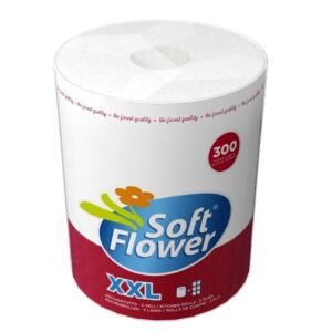 Soft Flower XXL popieriniai rankšluosčiai, 1 rulonas, 300 lapelių