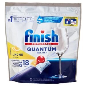 Finish Powerball Quantum All in 1 indaplovių kapsulės Lemon, 18 vnt.