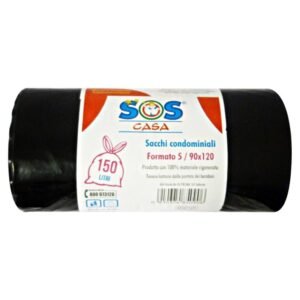 SOS Casa Heavy šiukšlių maišai, 90×120 cm, juodi, 5 vnt