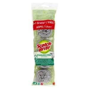 Scotch-Brite nerūdijančio plieno šveitimo kempinėlės, 4 vnt. (3 + 1 gratis)