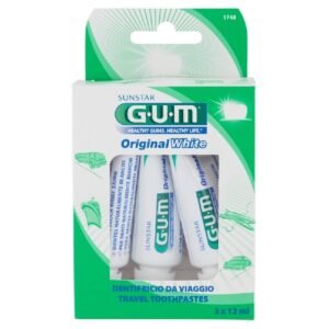 GUM Original White balinamoji dantų pasta kelioninis rinkinys, 3 x 12 ml