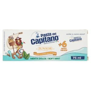 Pasta del Capitano Junior švelnios mėtų skonio dantų pasta vaikams 6+, 75 ml