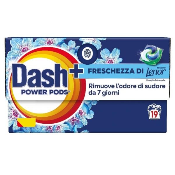 Dash Power Pods skalbimo kapsulės su Lenor Risveglio aromatu, 19 vnt.