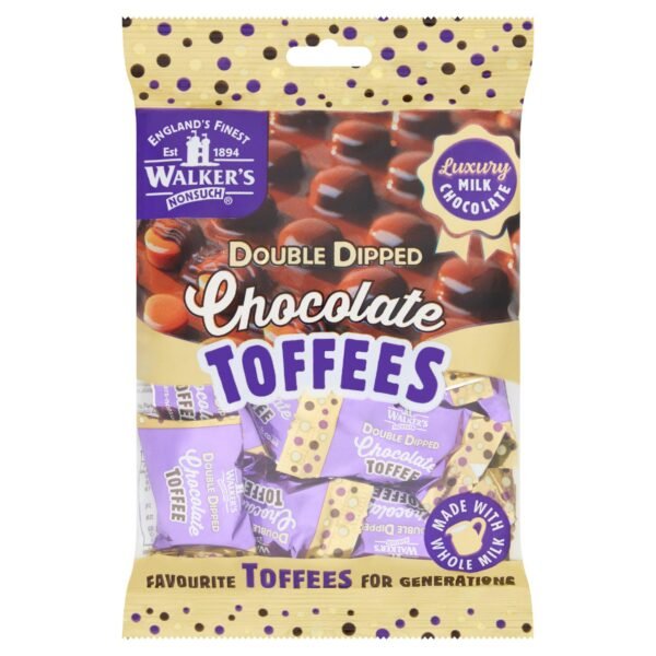 Walkers Double Dipped Toffees karameliniai saldainiai su šokoladu, 135 g
