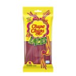 Chupa Chups Strawberry Laces braškių skonio juostelės, 90 g