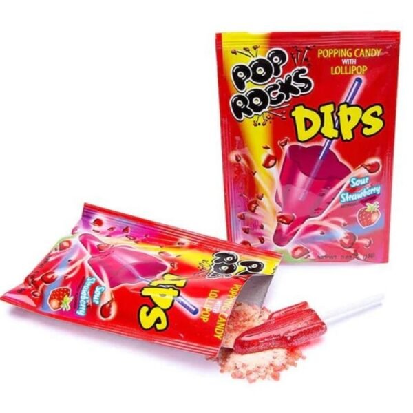 Pop Rocks Dips Sour Strawberry ledinukas su sproginėjančiais saldainiais, 18 g