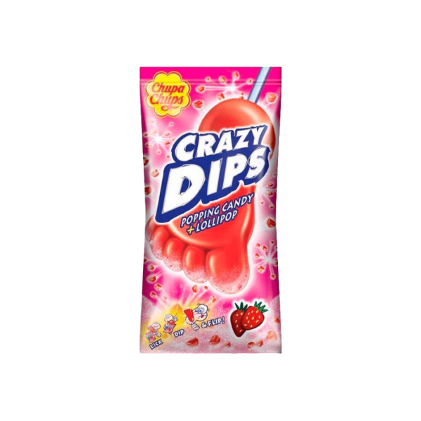 Chupa Chups Crazy Dips Strawberry braškių skonio putojantys saldainiai, 14 g
