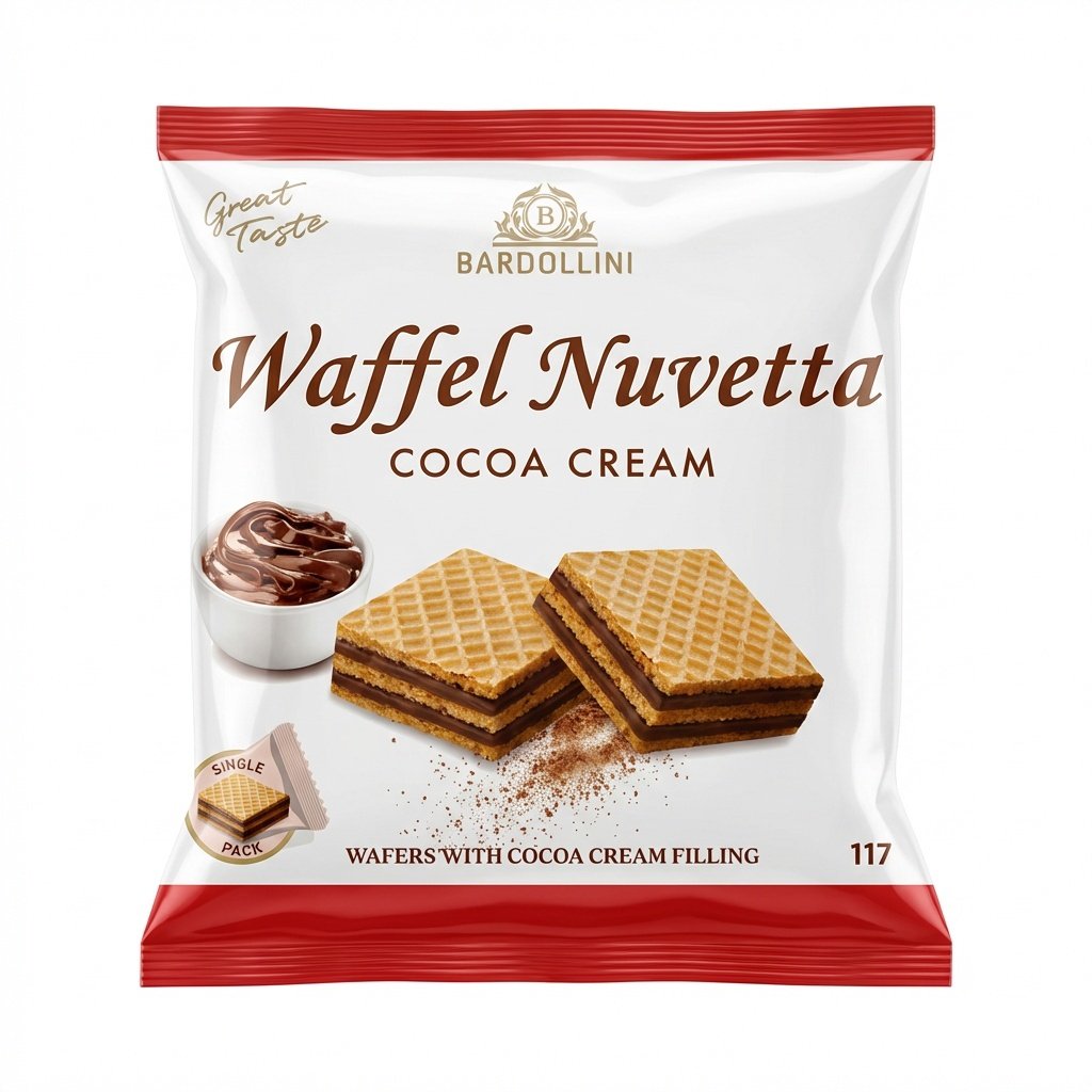 Bardollini Waffel Nuvetta Cocoa Cream vafliai su kakavos kremu