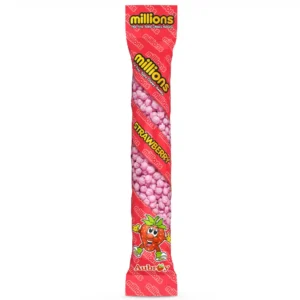Millions Strawberry Tube braškių skonio saldainiai, 55 g