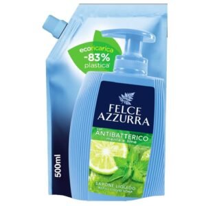 Felce Azzurra Antibacterial Mėta ir Laimas skysto muilo papildymas, 500 ml