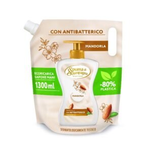 Spuma di Sciampagna antibakterinis skystas muilas su migdolų pienu papildymas, 1300 ml