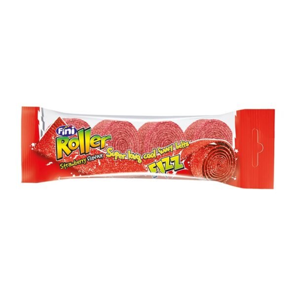 Fini Strawberry Roller 4-pack saldainių juostelės, 80 g
