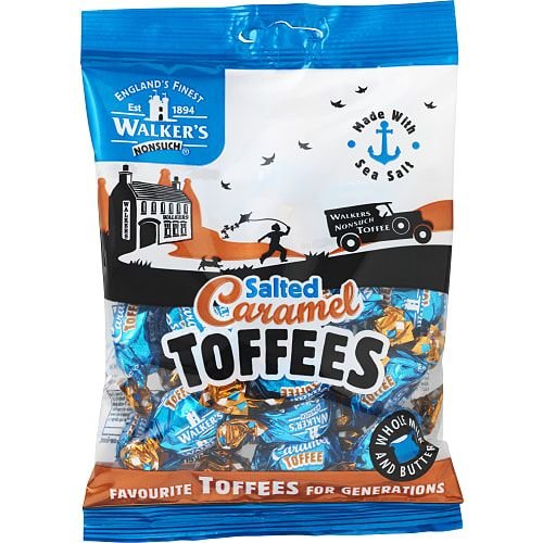 Walkers Salted Caramel Toffees sūrios karamelės irisai, 150 g