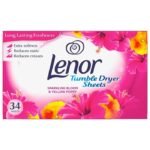 Lenor Sparkling Bloom & Yellow Poppy džiovyklės servetėlės, 34 vnt.