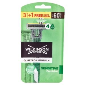 Wilkinson Sword Quattro Essential 4 Sensitive Precision vienkartiniai skustuvai, 4 vnt.