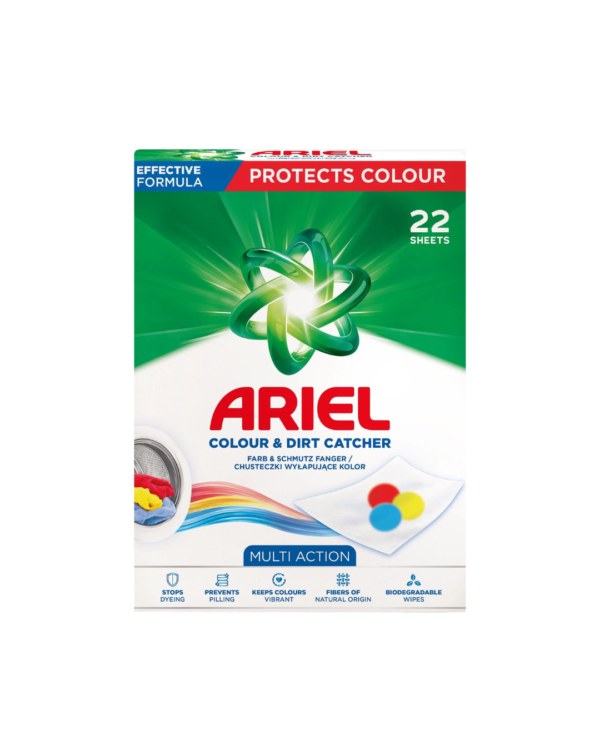 Ariel Colour & Dirt Catcher skalbimo servetėlės spalvoms apsaugoti, 22 vnt.