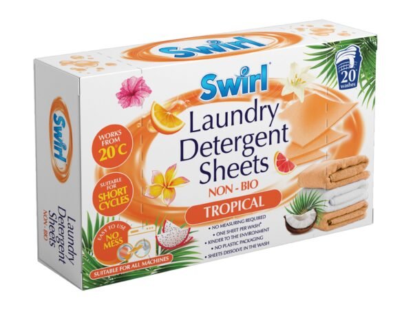 Swirl Tropical Non-Bio skalbimo lakštai, 20 skalbimų