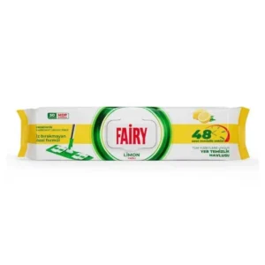 ## Fairy Lemon drėgnos grindų valymo šluostės, 50 vnt. **Fairy Lemon** drėgnos grindų valymo šluostės sukurtos greitam, patogiam ir efektyviam kasdieniam namų valymui. Speciali formulė su probiotikais, karbonatu ir baltuoju actu padeda pašalinti dulkes, purvą, dėmes bei kitus kasdienius nešvarumus nuo įvairių plaunamų paviršių. Šluostės yra iš anksto sudrėkintos, todėl jas galima naudoti iš karto, be papildomo vandens ar atskiros valymo priemonės. Gaivus **citrinų aromatas** po valymo suteikia patalpoms malonų švaros ir gaivos pojūtį. **Fairy Lemon** grindų valymo šluostės pasižymi specialia formule, padedančia valyti paviršius nepaliekant nepageidaujamų žymių ar dryžių. Drėgna šluostės struktūra efektyviai surenka dulkes, smulkius nešvarumus ir purvą, todėl priemonė puikiai tinka reguliariam virtuvės, svetainės, koridoriaus, vonios kambario ir kitų namų patalpų valymui. Gamintojo nurodomas iki **48 valandų švaros efektas** padeda ilgiau išlaikyti tvarkos ir gaivos pojūtį. Šluostės pritaikytos naudoti su suderinamomis grindų valymo šluotomis, todėl kasdienė grindų priežiūra tampa greitesnė ir paprastesnė. **Fairy Lemon** drėgnos grindų valymo šluostės yra praktiškas pasirinkimas reguliariai namų švarai palaikyti. Pakuotėje yra **50 šluosčių**, todėl jų pakanka ilgesniam naudojimui. **Naudojimas:** išimkite vieną šluostę iš pakuotės, pritvirtinkite ją prie tinkamos grindų valymo šluotos arba naudokite paviršiui valyti rankomis. Po naudojimo šluostę išmeskite į buitinių atliekų konteinerį, o pakuotę sandariai uždarykite, kad likusios šluostės neišdžiūtų. **Įspėjimai:** laikyti vaikams nepasiekiamoje vietoje. Vengti patekimo į akis. Nenaudoti odai ar asmens higienai. Prieš naudojant ant jautrių ar neįprastų paviršių rekomenduojama išbandyti mažai matomoje vietoje. Naudoti tik pagal paskirtį.