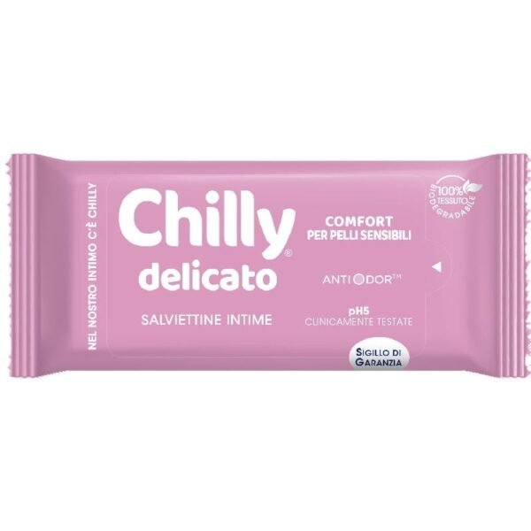 Chilly Delicato intymios higienos drėgnos servetėlės jautriai odai, 12 vnt.