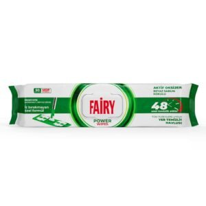 ## Fairy Power Wipes drėgnos grindų valymo šluostės, 50 vnt. **Fairy Power Wipes** drėgnos grindų valymo šluostės sukurtos patogiam ir efektyviam kasdieniam įvairių paviršių valymui. Speciali formulė su **aktyviuoju deguonimi**, probiotikais, karbonatu ir baltuoju actu padeda pašalinti kasdienius nešvarumus, dulkes, dėmes bei kitus ant grindų susikaupusius nešvarumus. Šluostės yra iš anksto sudrėkintos, todėl jas galima naudoti iš karto, be papildomų valymo priemonių ar vandens. Gaivus **baltojo muilo aromatas** po valymo suteikia namams malonų švaros pojūtį. **Fairy Power Wipes** pasižymi specialia formule, kuri padeda valyti paviršius nepaliekant nepageidaujamų žymių ar dryžių. Drėgna šluostės struktūra efektyviai surenka dulkes ir purvą, todėl priemonė puikiai tinka reguliariam virtuvės, svetainės, koridoriaus, vonios kambario bei kitų namų patalpų valymui. Gamintojo nurodomas iki **48 valandų švaros efektas** padeda ilgiau išlaikyti gaivos ir tvarkos pojūtį namuose. Šluostės pritaikytos naudoti su suderinamomis grindų valymo šluotomis, todėl grindų priežiūra tampa greitesnė ir paprastesnė. **Fairy Power Wipes** drėgnos grindų valymo šluostės yra praktiškas pasirinkimas kasdienei namų švarai palaikyti. Pakuotėje yra **50 šluosčių**, todėl jų pakanka ilgesniam naudojimui. **Naudojimas:** išimkite vieną šluostę iš pakuotės, pritvirtinkite prie tinkamos grindų valymo šluotos arba naudokite paviršiui valyti rankomis. Po naudojimo šluostę išmeskite į buitinių atliekų konteinerį, o pakuotę sandariai uždarykite, kad likusios šluostės neišdžiūtų. **Įspėjimai:** laikyti vaikams nepasiekiamoje vietoje. Vengti patekimo į akis. Nenaudoti odai ar asmens higienai. Prieš naudojant ant jautrių ar neįprastų paviršių rekomenduojama priemonę išbandyti mažai matomoje vietoje. Naudoti tik pagal paskirtį.