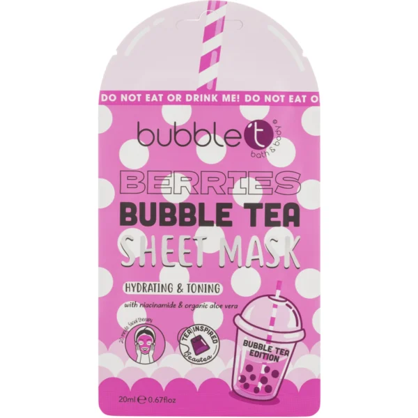 Bubble T Berries Bubble Tea drėkinamoji ir tonizuojamoji veido kaukė, 20 ml