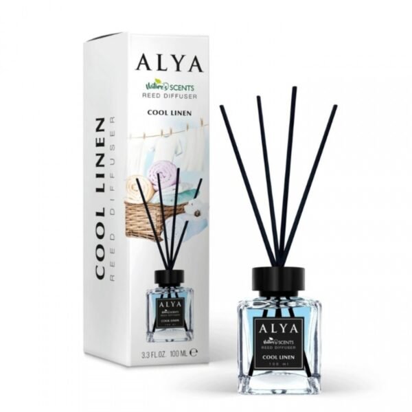 Alya Nature’s Scents Cool Linen kvapų difuzorius su lazdelėmis, 100 ml
