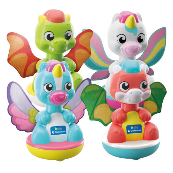 Clementoni Baby „Spin & Dream – Unicorns and Dragons“ sukamasis žaislas kūdikiams, 9+ mėn.